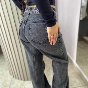 Calça Jeans Wide Leg Grafite