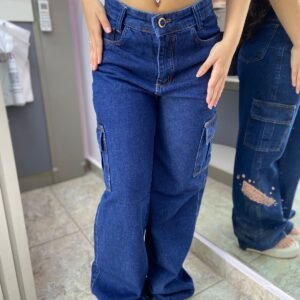 Calça Jeans Escuro Wide Leg